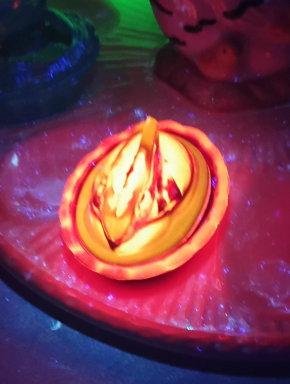 Beautiful Amberina Bunny on Nest Mini Salt Cellar ( Orange Glow )